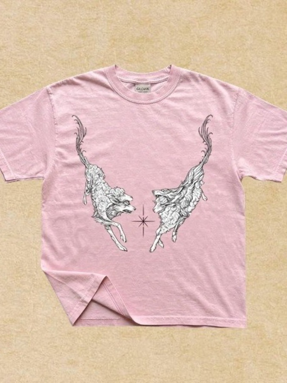 Gildan Pink Mythical Deer Graphic Tee